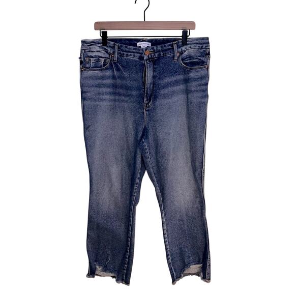 GOOD AMERICAN straight leg high rise jeans with raw hemline 16 - Picture 1 of 6